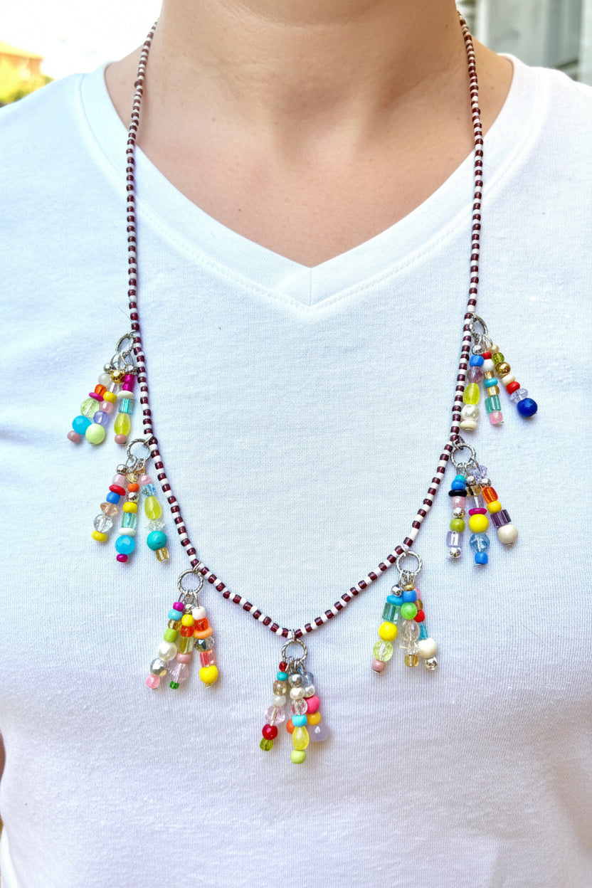 Multi glass beaded necklace