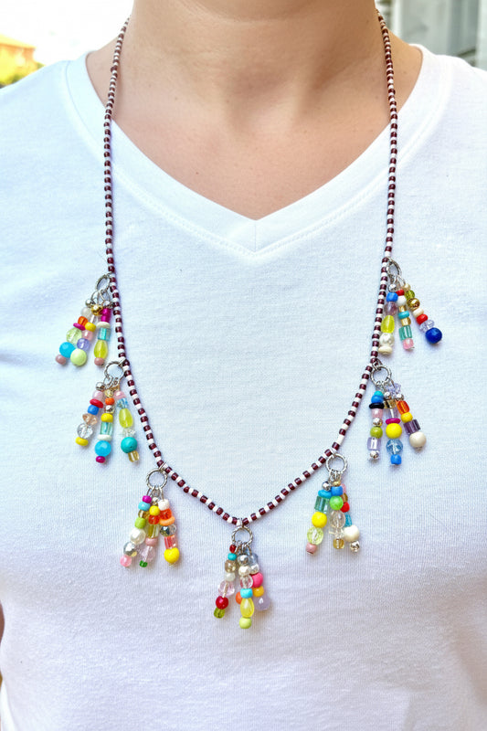Multi glass beaded necklace
