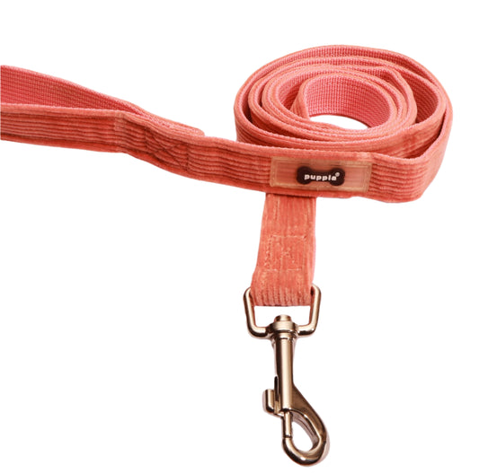 Coral pink corduroy dog leash