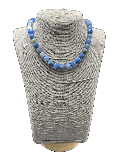 Handmade blue agate necklace