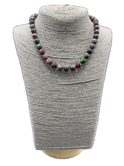 Handmade ruby zoisite agate necklace