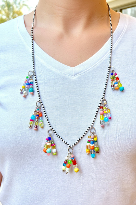 Multi glass beaded necklace