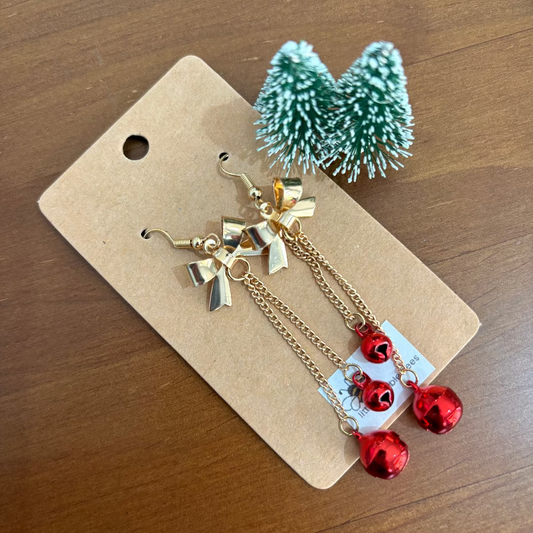 Christmas Bow with Bell Christmas Earrings