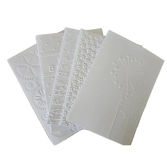 Pack of 5 white embossed cards and envelopes.