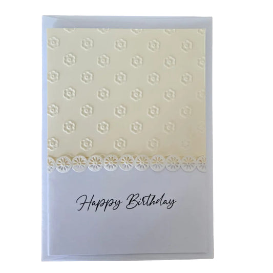 Handmade Lace Detail Happy Birthday card & envelope.