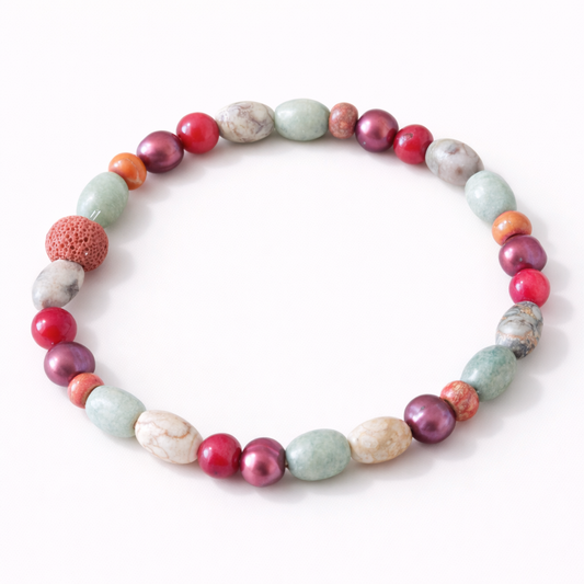 Bracelet - semi precious stones and fresh water pearls