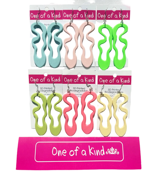 3D printed long hook earrings