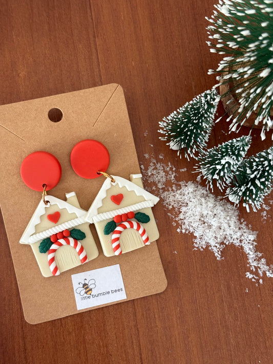 Gingerbread House Christmas Earrings