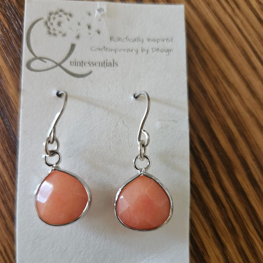 Earrings - semi-precious coral stone