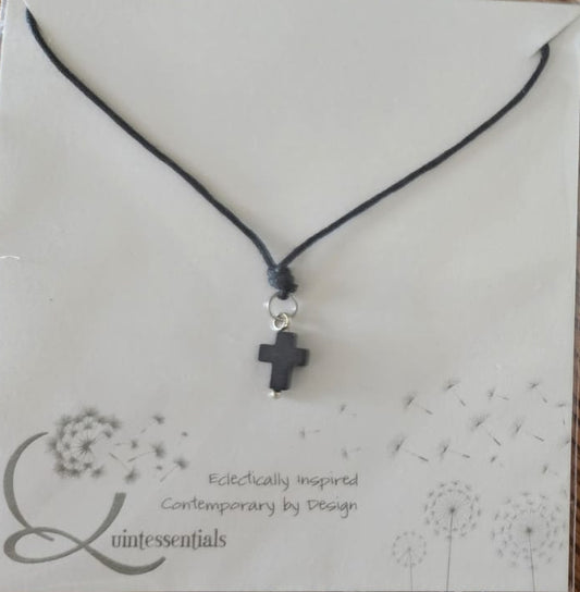 Necklace - Hematite or Howlite stone necklace on cord