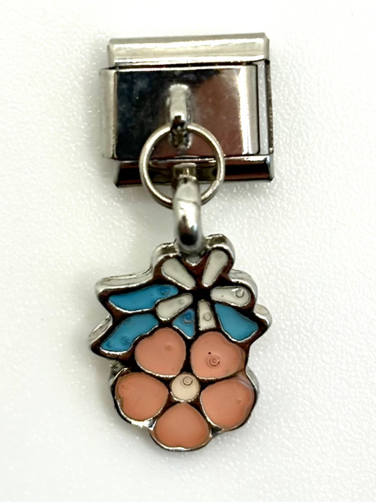 Stainless Steel Dangly Flower Charm Link