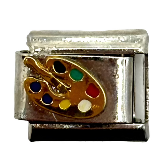 Stainless Steel Artist's Palette Charm Link