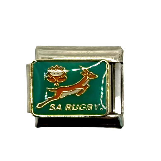 Stainless Steel SA Rugby Emblem Charm Link