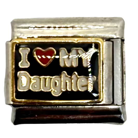 Stainless Steel I Love My Daughter Charm Link