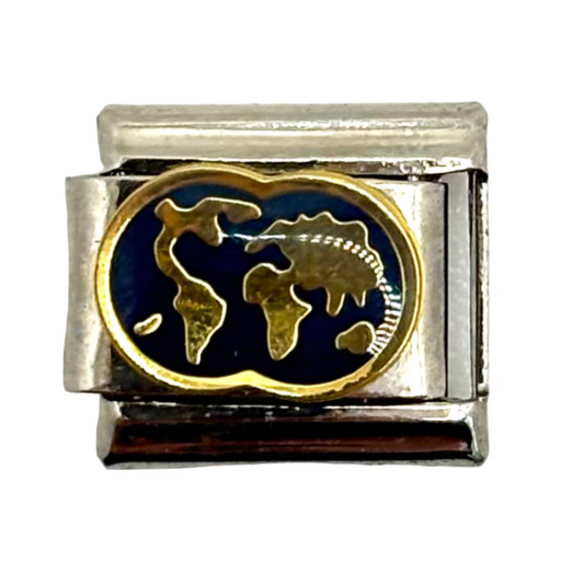 Stainless Steel World Map Charm Link