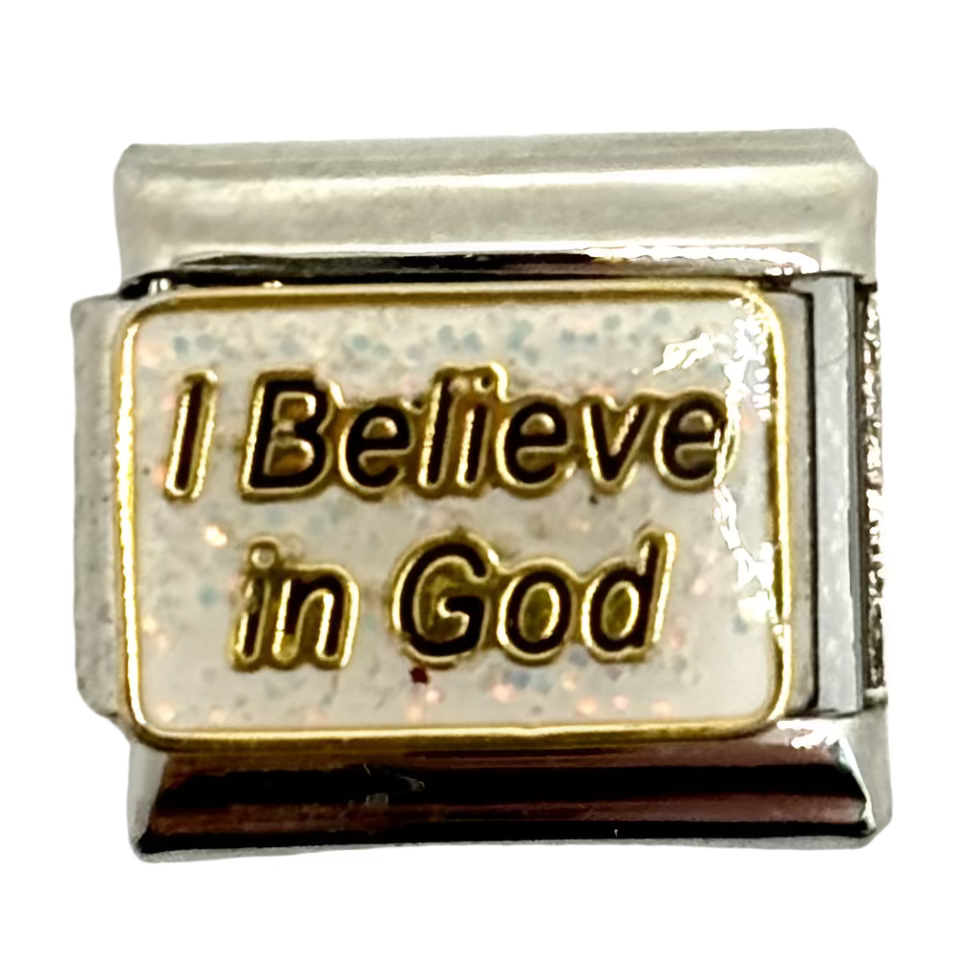 Stainless Steel I Believe in God Charm Link