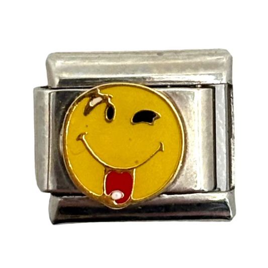 Stainless Steel Tongue Emoji Charm Link