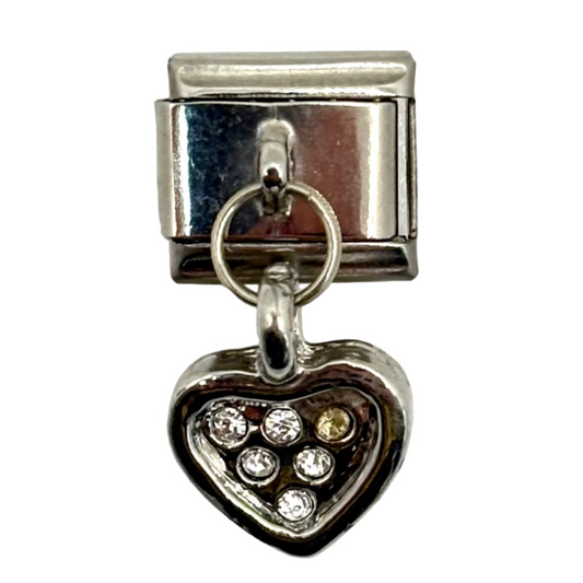 Stainless Steel Dangly Heart Charm Link