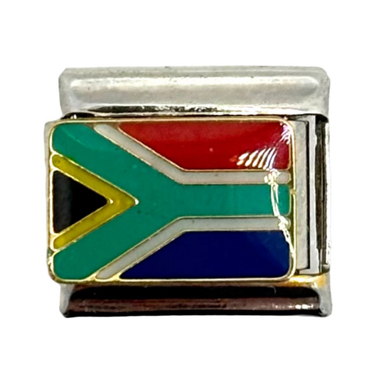 Stainless Steel South African Flag Charm Link