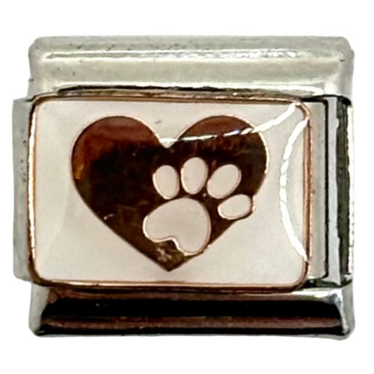 Stainless Steel Paw Heart Charm Link