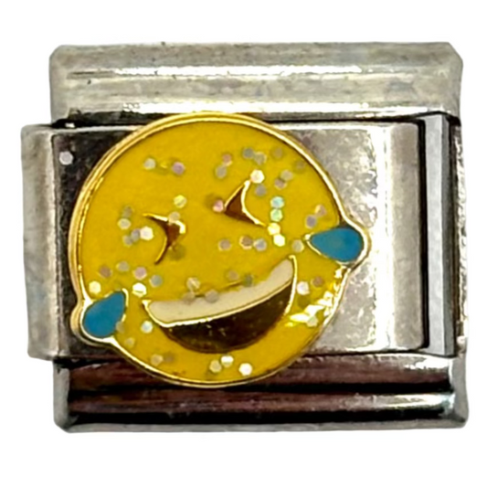 Stainless Steel Laughing Emoji Charm Link