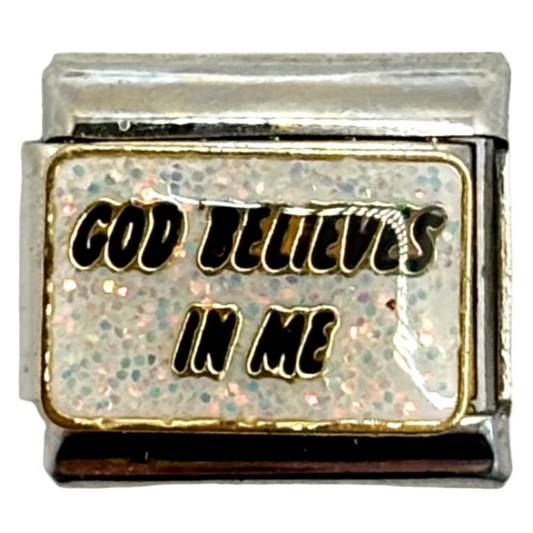 Stainless Steel God Believes in Me Charm Link