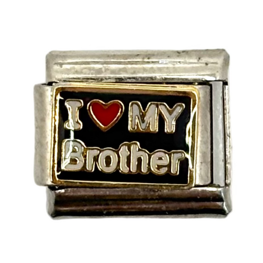 Stainless Steel I Love My Brother Charm Link