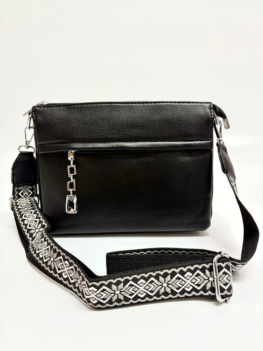 Black Crossbody Bag – Bold Monochrome Strap