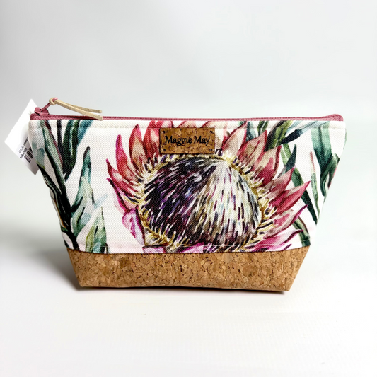 Medium Protea Print with Cork Bottom Cosmetic/Toiletry Bag