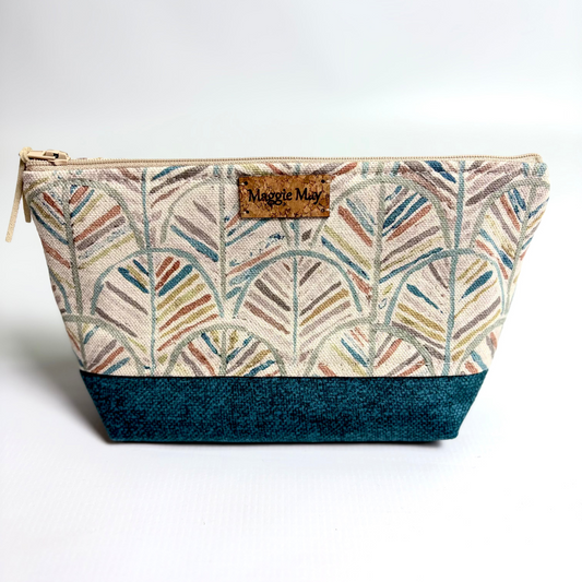 Medium Abstract Teal, Rust and Green Tree Cosmetic/Toiletry Bag