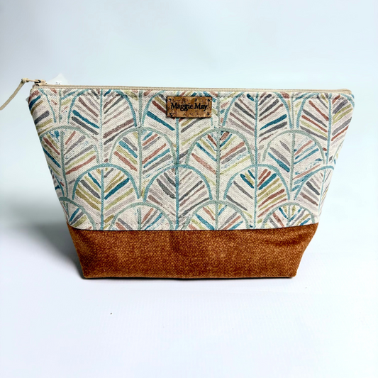 Large Abstract Teal, Rust and Green Tree Cosmetic/Toiletry Bag