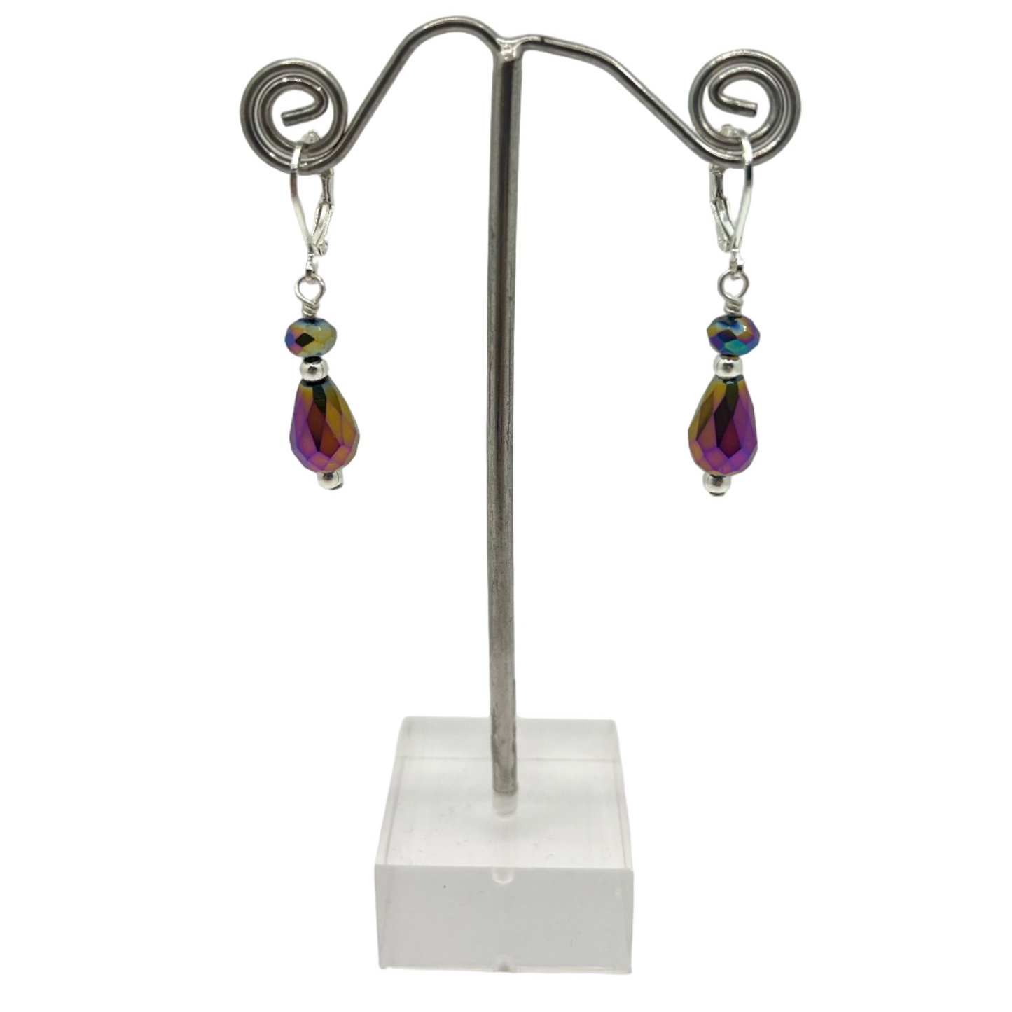 Sterling Silver Multicolour AB huggy earrings