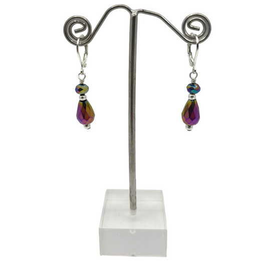 Sterling Silver Multicolour AB huggy earrings