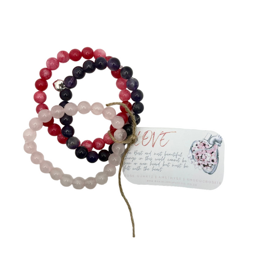Love - Elasticated Intention Stack Bracelet (Set of 3)