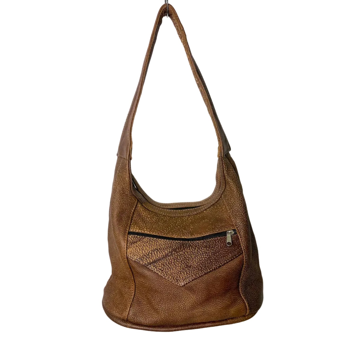 Brown Genuine Leather Medium Shoulder Handbag