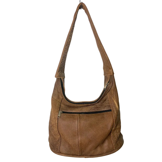 Brown Genuine Leather Medium Shoulder Handbag