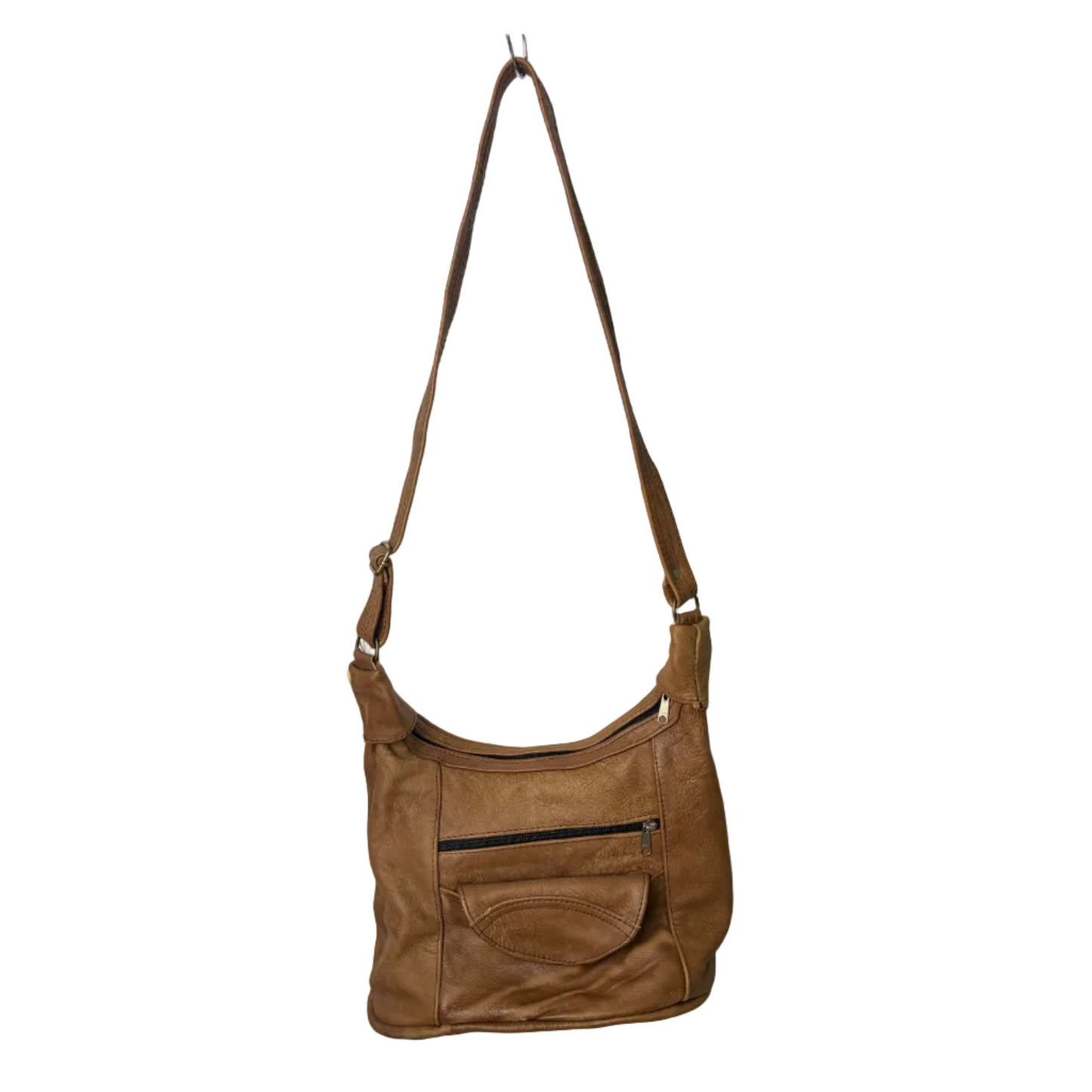 Light Brown Genuine Leather Medium Shoulder Handbag