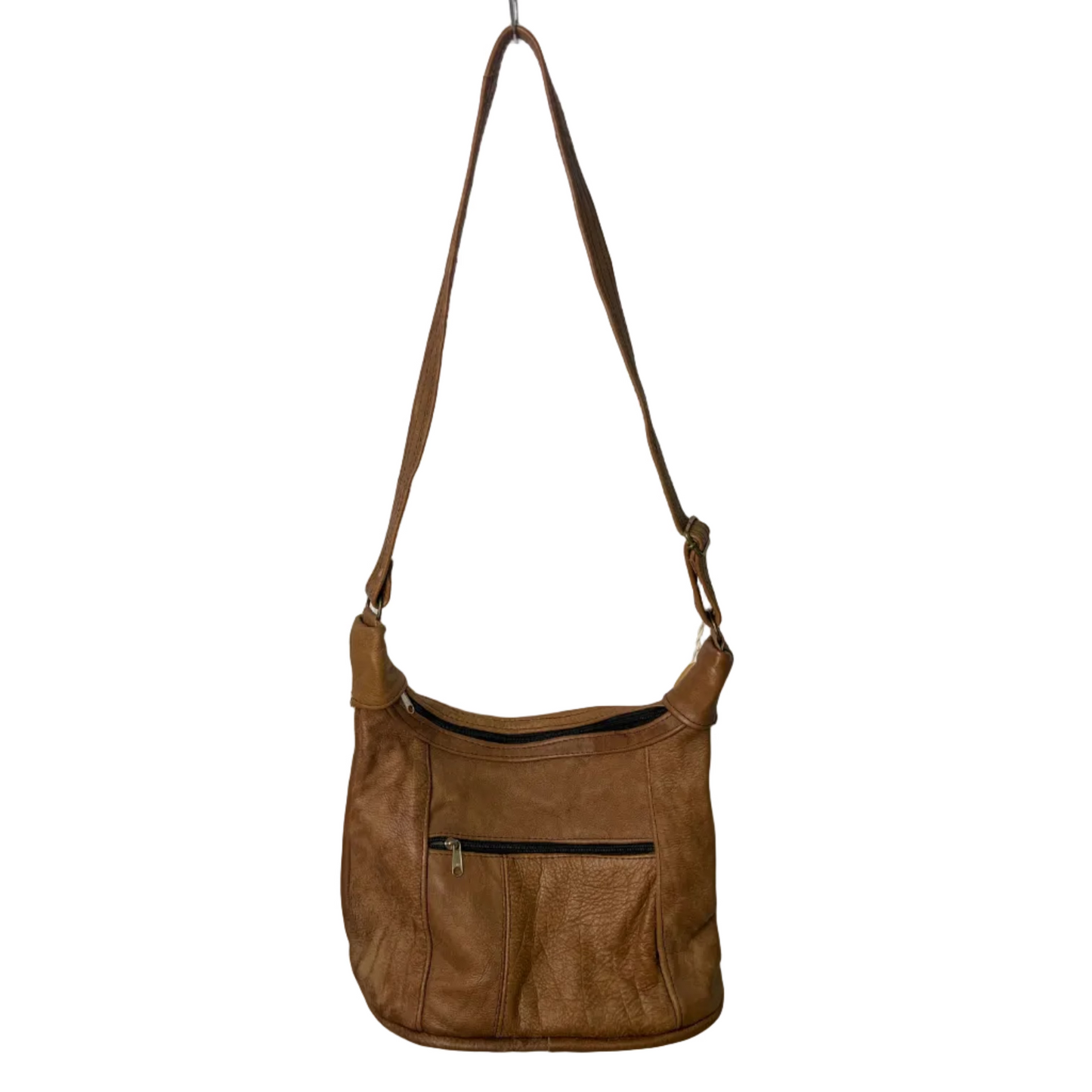 Light Brown Genuine Leather Medium Shoulder Handbag