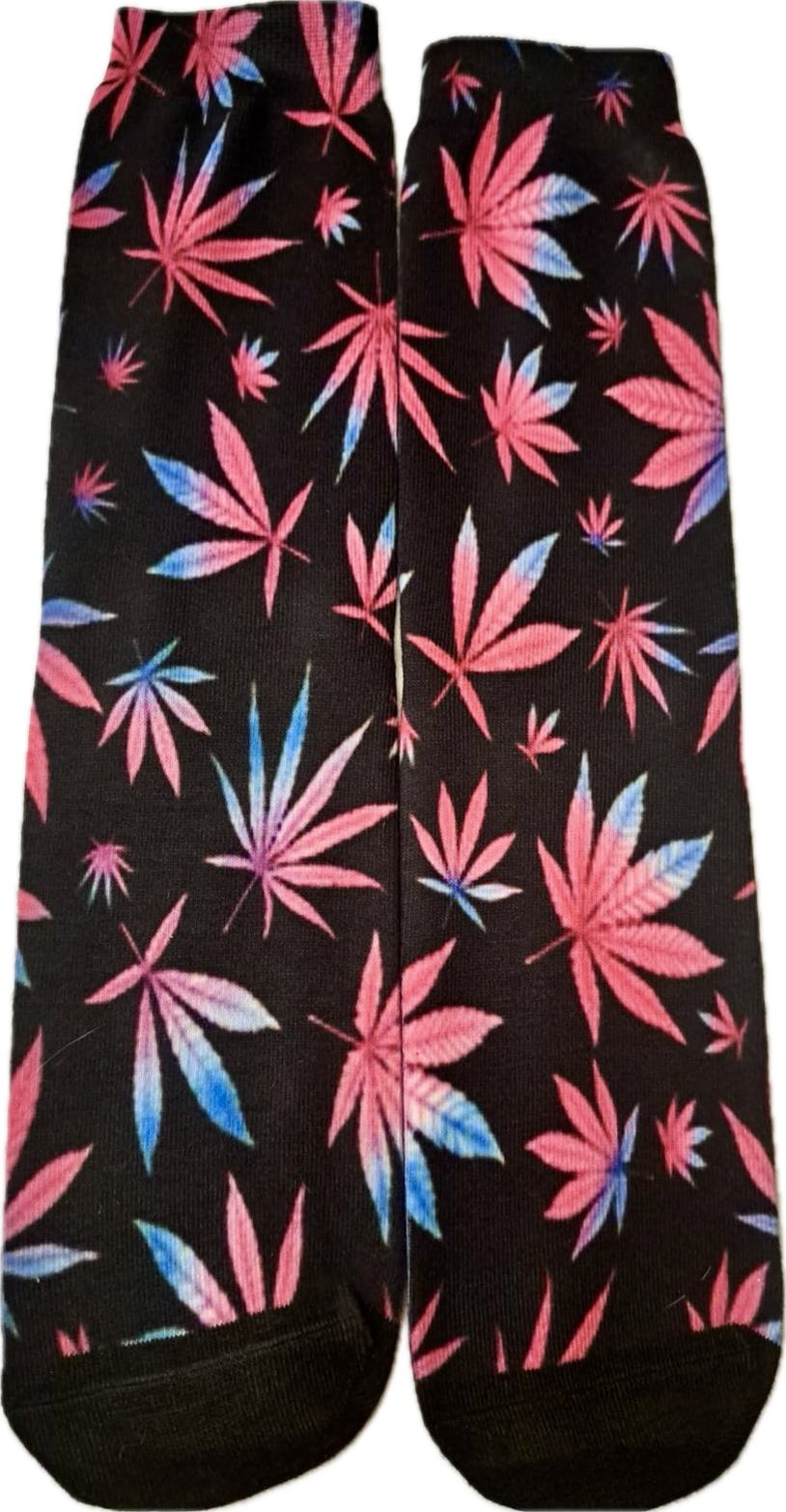 Novelty Neon Cannabis Leaf Socks