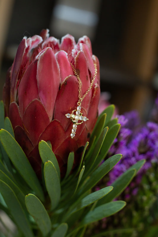 Cross & Crown Necklace (Non Rotating Crown)