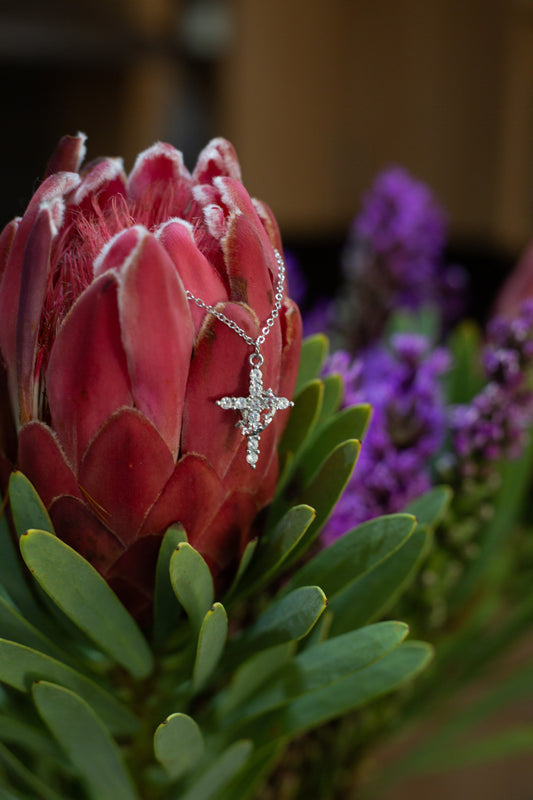 Cross & Crown Necklace (Rotating Crown)