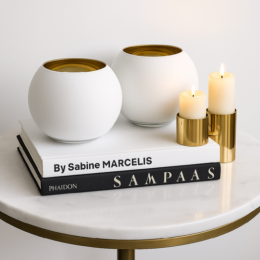 White and Gold Ball Vase