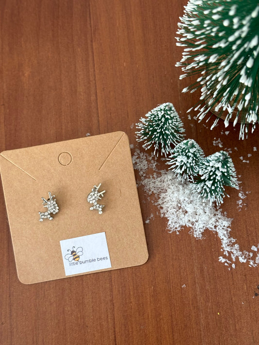 Bling Reindeer Christmas Earrings