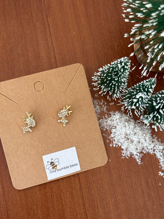 Bling Reindeer Christmas Earrings
