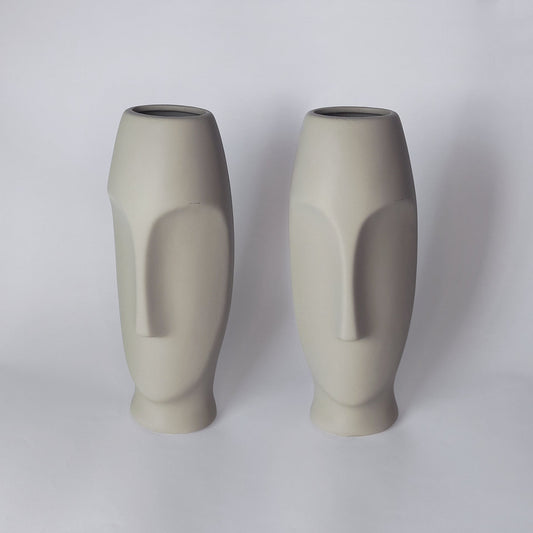 Slender Face Vase Pair
