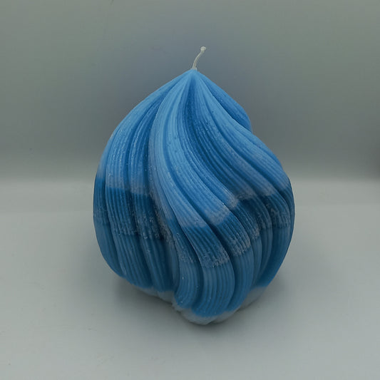 Blue Twirl Shaped Candle