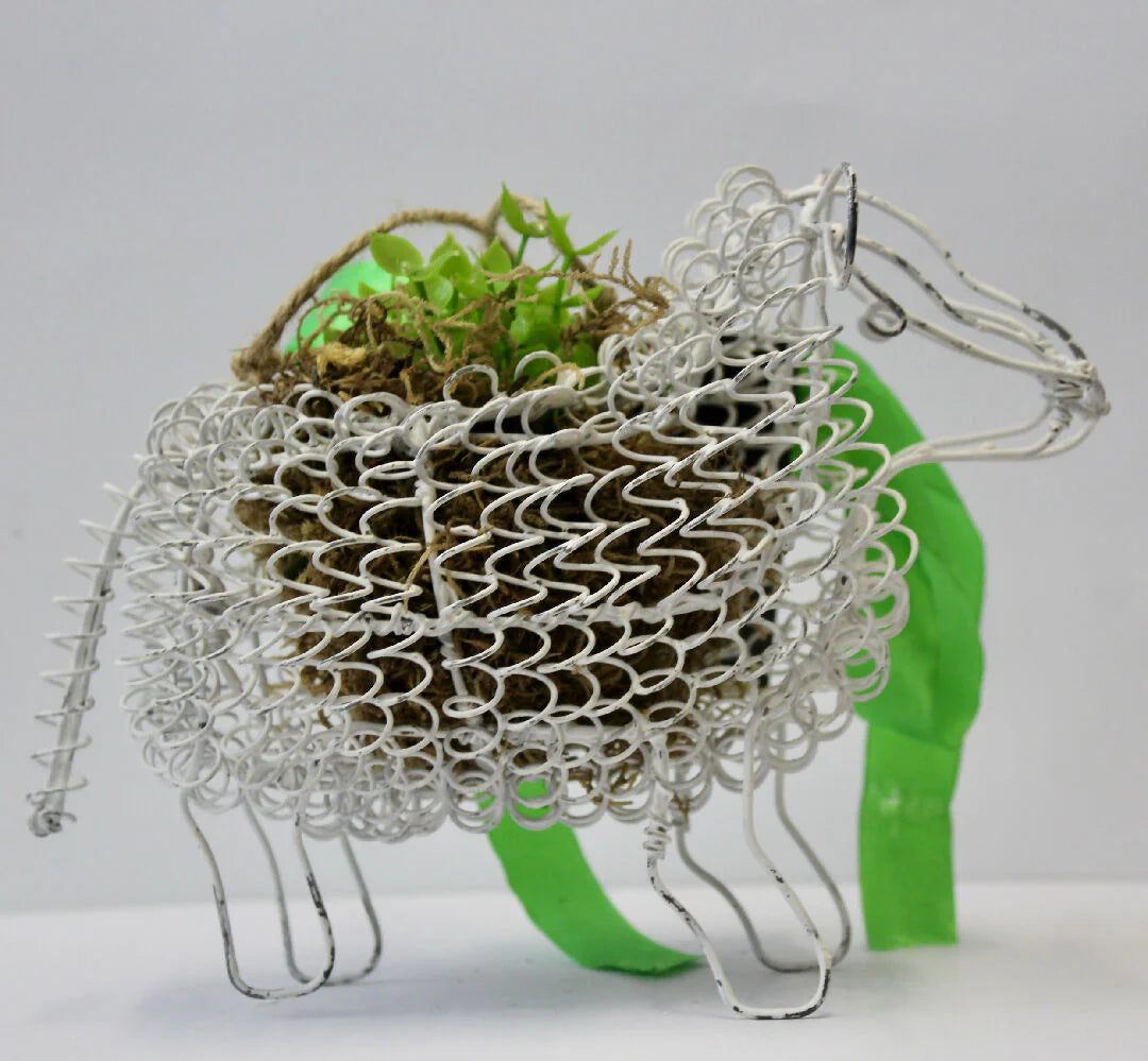 Handmade Wire Sheep Plant Holder