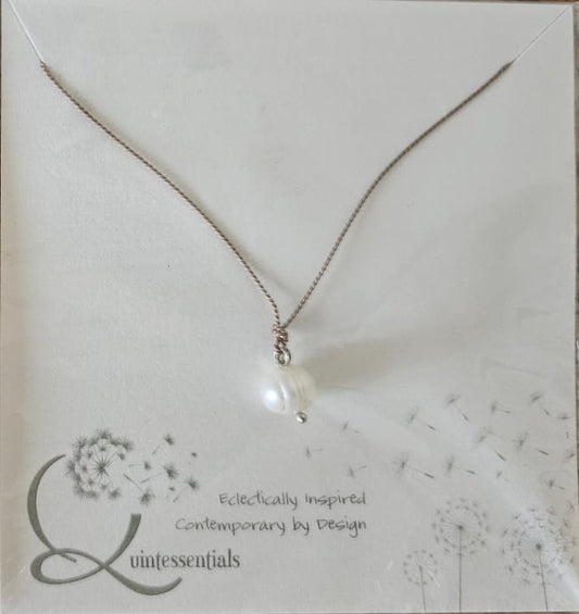 Necklace - fresh water pearl on silk