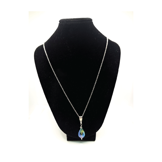 Faceted crystal stainless steel pendant