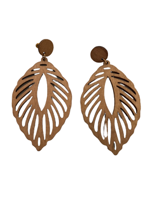 Natural Leaf Wood Earrings jatrade.co.za